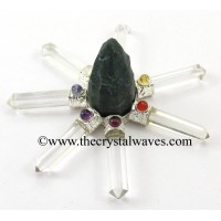 Blood Agate  Rough Point Crystal Pencil W/Chakra Cab. Energy Generator